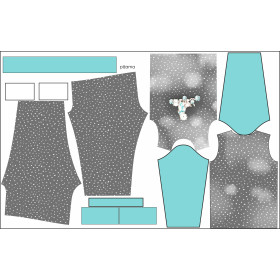 CHILDREN'S PAJAMAS " MIKI" - MAGICAL FRIENDS / WHITE TRACES / dark grey (MAGICAL CHRISTMAS FOREST) - sewing setc
