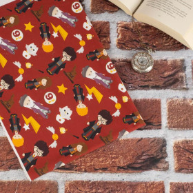 MAGICAL FRIENDS pat. 3 (MAGIC SCHOOL) / bordová - single jersey with elastane 