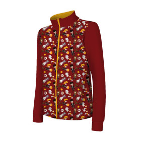 "MAX" CHILDREN'S TRAINING JACKET - MAGICAL FRIENDS pat. 3 (MAGIC SCHOOL) / maroon - knit with short nap