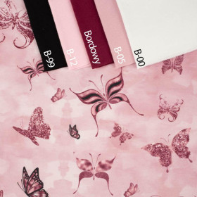 BUTTERFLIES (GLITTER BUTTERFLIES) / CAMOUFLAGE pat. 2 (rose quartz) - looped knit fabric