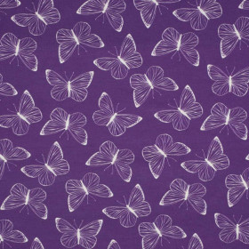 BUTTERFLIES / contour (PURPLE BUTTERFLIES) - looped knit fabric