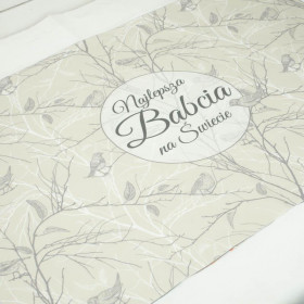 Najlepsza Babcia na Świecie/ birds- Cotton woven fabric panel (50cmx75cm)