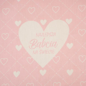 Najlepsza Babcia na Świecie/ hearts and rhombuses - Cotton woven fabric panel (50cmx75cm)