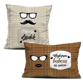 DECORATIVE PILOWS - NAJLEPSZY DZIADEK / NAJLEPSZA BABCIA NA ŚWIECIE / english check- beige