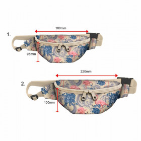 HIP BAG - FLAMINGOS AND ROSES (beige) / Choice of sizes