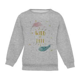 Children's tracksuit (MILAN) - PASTEL FEATHERS (WILD & FREE) / M-01 melange light grey - looped knit fabric