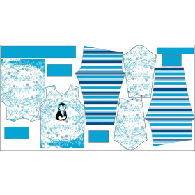 CHILDREN'S PAJAMAS " MIKI" - PENGUIN 2.0 / turquoise - sewing set