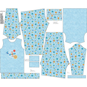 CHILDREN'S PAJAMAS " MIKI" - SATELLITE (SPACE EXPEDITION) / ACID WASH LIGHT BLUE - sewing set