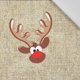 REINDEER / brown - jute - Cotton woven fabric panel / Choice of sizes