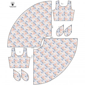 DRESS "ISABELLE" - RETRO FLOWERS pat. 4 - sewing set