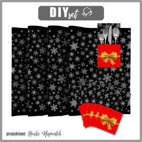 NAPKINS AND RUNNER - SNOWFLAKES PAT. 2 / black - sewing set