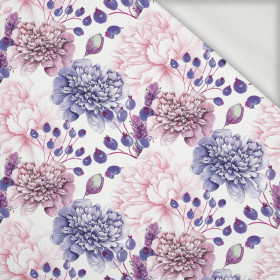 PURPLE PEONIES (IN THE MEADOW) - looped knit fabric