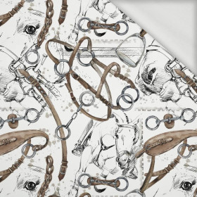 100cm HORSE-RIDING (HOBBIES AND JOBS) / white - looped knit fabric