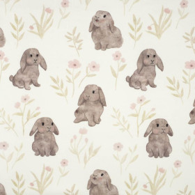 GREY BUNNIES pat. 3 (PASTEL BUNNIES) - single jersey with elastane 