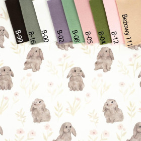 GREY BUNNIES pat. 3 (PASTEL BUNNIES) - single jersey with elastane 
