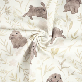 GREY BUNNIES pat. 1 (PASTEL BUNNIES) - looped knit fabric