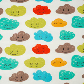 HAPPY CLOUDS (PASTEL SKY) - single jersey with elastane 