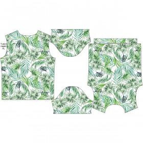 MEN’S T-SHIRT XL - PALM LEAVES pat. 4 / white - single jersey 