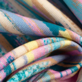 RAINBOW VERTICAL BELTS - looped knit fabric