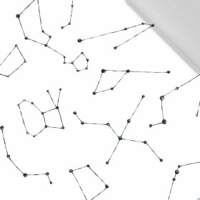 CONSTELLATIONS pat. 2 (GALACTIC ANIMALS) / white - Cotton woven fabric