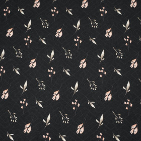 FLOWERS AND LEAVES pat. 4 / black - single jersey 