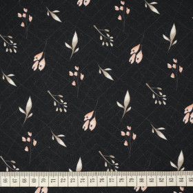 FLOWERS AND LEAVES pat. 4 / black - single jersey 