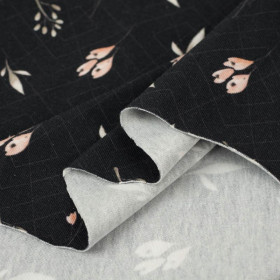 FLOWERS AND LEAVES pat. 4 / black - single jersey 