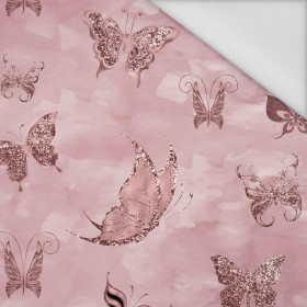 BUTTERFLIES (GLITTER BUTTERFLIES) / CAMOUFLAGE pat. 2 (rose quartz) - Waterproof woven fabric