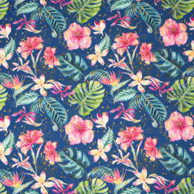 TROPICAL JUNGLE / dark blue - swimsuit lycra