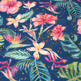 TROPICAL JUNGLE / dark blue - swimsuit lycra