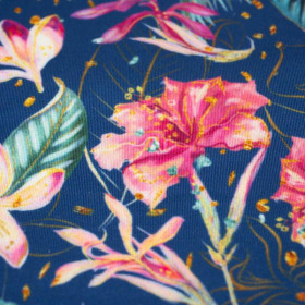TROPICAL JUNGLE / dark blue - swimsuit lycra