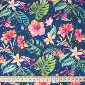 TROPICAL JUNGLE / dark blue - swimsuit lycra