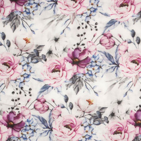 WATERCOLOR BOUQUET Pat. 4 - viscose woven fabric