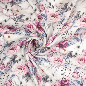 WATERCOLOR BOUQUET Pat. 4 - viscose woven fabric
