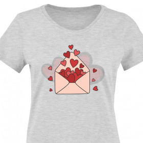 WOMEN’S T-SHIRT - VALENTINE'S LETTER (HAPPY VALENTINE’S DAY) / melange light grey - single jersey