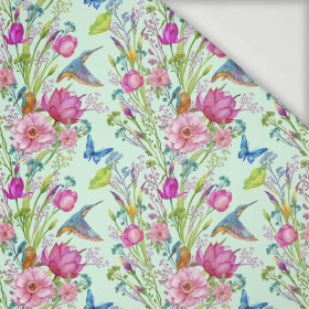 MINI KINGFISHERS AND BUTTERFLIES (KINGFISHERS IN THE MEADOW) / mint - Viscose jersey