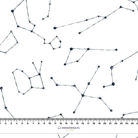 CONSTELLATIONS pat. 2 (GALACTIC ANIMALS) / white - looped knit fabric