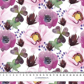 FLOWERS AND CLOVER (IN THE MEADOW) - viscose woven fabric