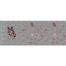 BEAUTY BUTTERFLY (GLITTER BUTTERFLIES) / ACID WASH GREY - panel,  softshell (60cm x 155cm)