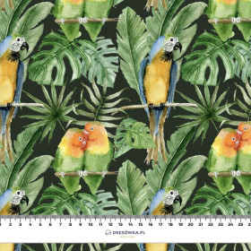 PARROTS pat. 2 / black (JUNGLE) - quick-drying woven fabric