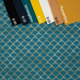 GOLDEN FISH SCALES pat. 2 (GOLDEN OCEAN) / sea blue - single jersey with elastane 