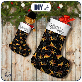 Christmas Stocking Set - GOLDEN DEERS / black