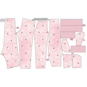 CHILDREN'S JOGGERS (LYON) - FLAMINGO / CAMOUFLAGE pat. 2 (pale pink) - looped knit fabric