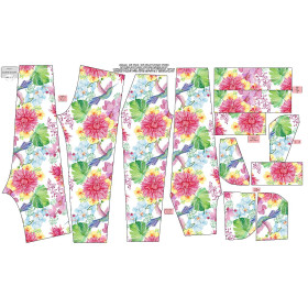 CHILDREN'S JOGGERS (LYON) - HUMMINGBIRDS AND FLOWERS pat. 2 - looped knit fabric