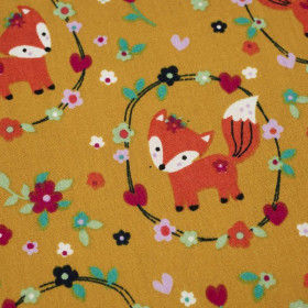 FOXES (wreaths) / mustard - POPLIN 100% cotton 