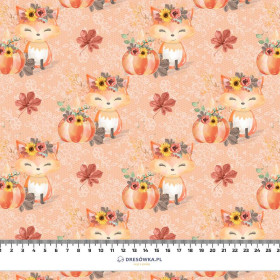 FOXES AND PUMPKINS pat. 1 / orange (FOXES AND PUMPKINS) - Cotton woven fabric