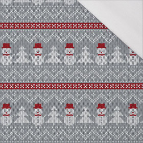 SNOWMEN WITH CHRISTMAS TREES / grey - single jersey with elastane 