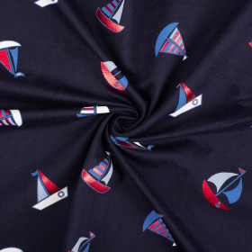 SAILING SHIPS pat. 2 / navy - single jersey 