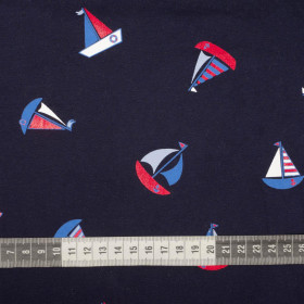 SAILING SHIPS pat. 2 / navy - single jersey 