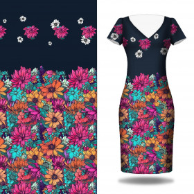 WATER-COLOR FLOWERS pat. 7 - dress panel Satin